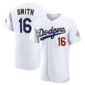 Los Angeles Dodgers #16 Will Smith White MWATKINS 2026 Gold Collection Authentic Jersey