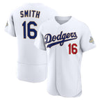 Los Angeles Dodgers #16 Will Smith White MWATKINS 2026 Gold Collection Authentic Jersey