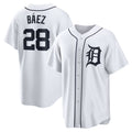 Detroit Tigers #28 Javier Baez White MWATKINS Home Replica Player Jersey