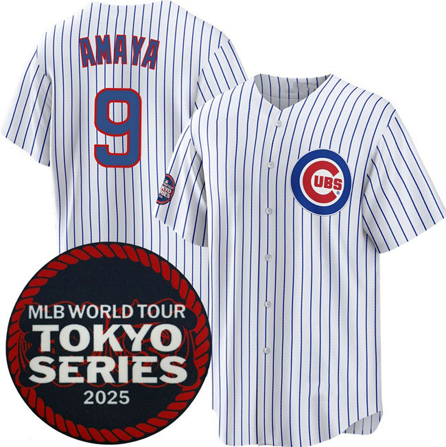 Chicago Cubs #9 Miguel Amaya White MWATKINS 2025 World Tour Tokyo Series Home Stitched Jersey