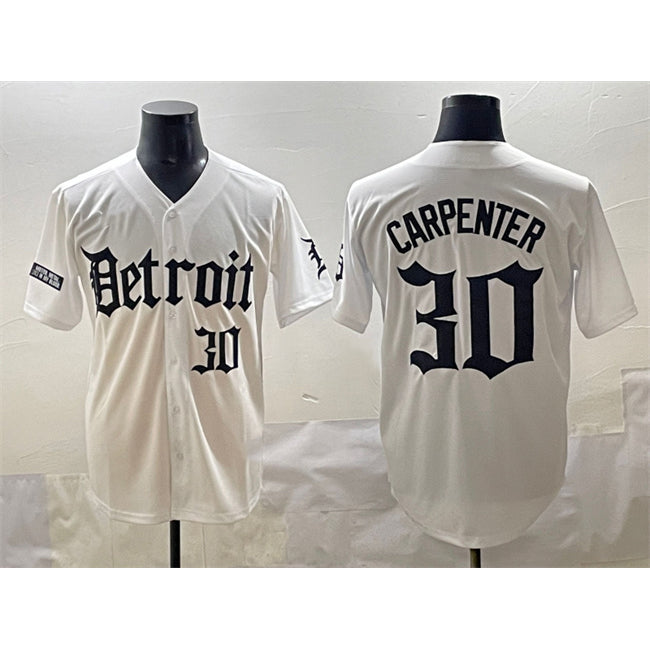 Detroit Tigers #30 Kerry Carpenter White MWATKINS 'Motor Gothic Edition' Vapor Premier Limited Stitched Jersey