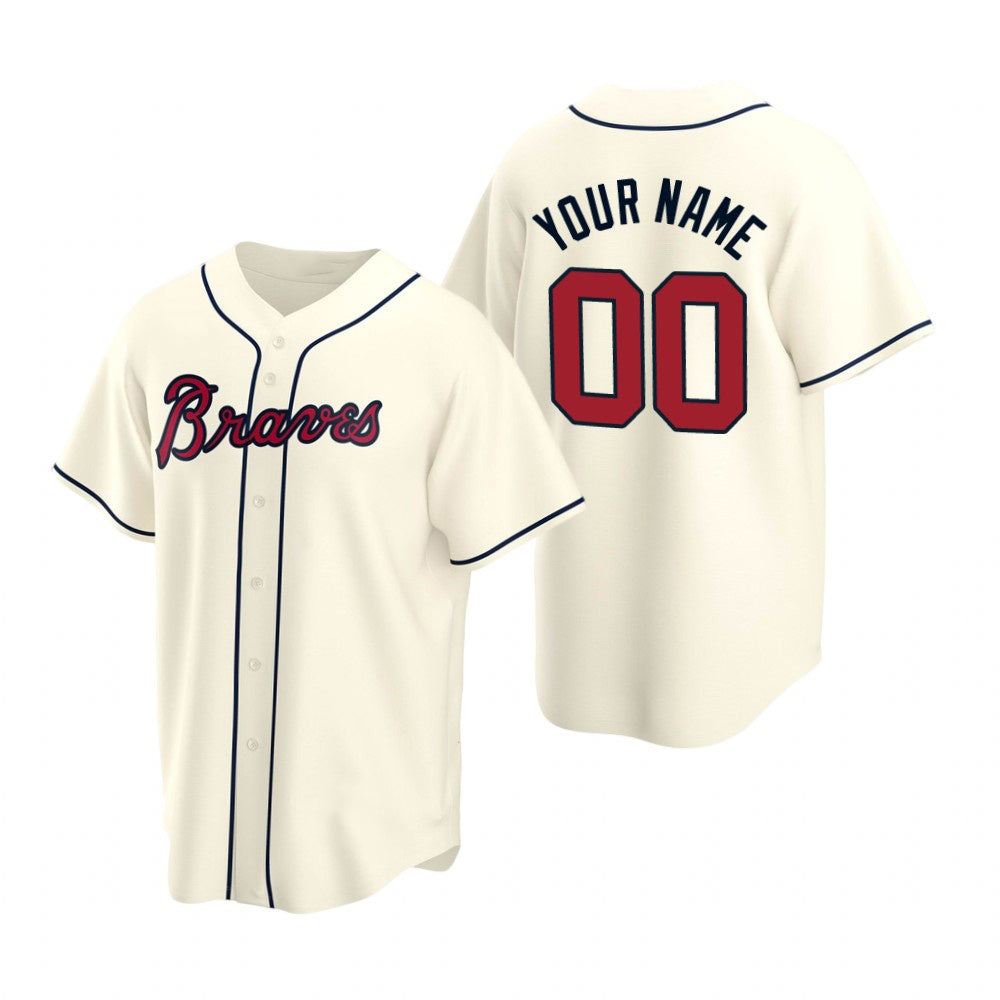 Custom Atlanta Braves Cream MWATKINS 2020 Stitched Cool Base Jersey