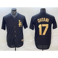 Los Angeles Dodgers #17 Shohei Ohtani Black Gold MWATKINS Cool Base Stitched Jersey