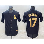 Los Angeles Dodgers #17 Shohei Ohtani Black Gold MWATKINS Cool Base Stitched Jersey