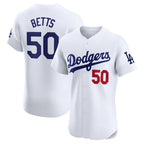 Los Angeles Dodgers #50 Mookie Betts White MWATKINS Home Elite Jersey