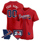 Custom Atlanta Braves 2024 Spring Training & Georgia Patch Vapor Premier Elite Jersey ¨C Red MWATKINS