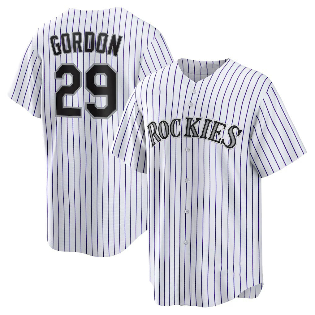 Colorado Rockies #29 Tanner Gordon White MWATKINS Home Replica Jersey