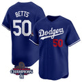 Los Angeles Dodgers #50 Mookie Betts Royal MWATKINS 2024 World Series Champions Alternate Limited Stitched Jersey