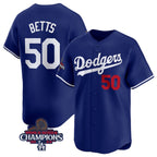 Los Angeles Dodgers #50 Mookie Betts Royal MWATKINS 2024 World Series Champions Alternate Limited Stitched Jersey