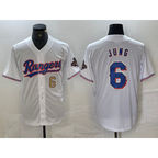 Texas Rangers #6 Josh Jung Number White MWATKINS 2023 World Series Champions Cool Base Jerseys