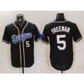 Los Angeles Dodgers #5 Freddie Freeman Number Black MWATKINS Cool Base With Patch Stitched Jerseys