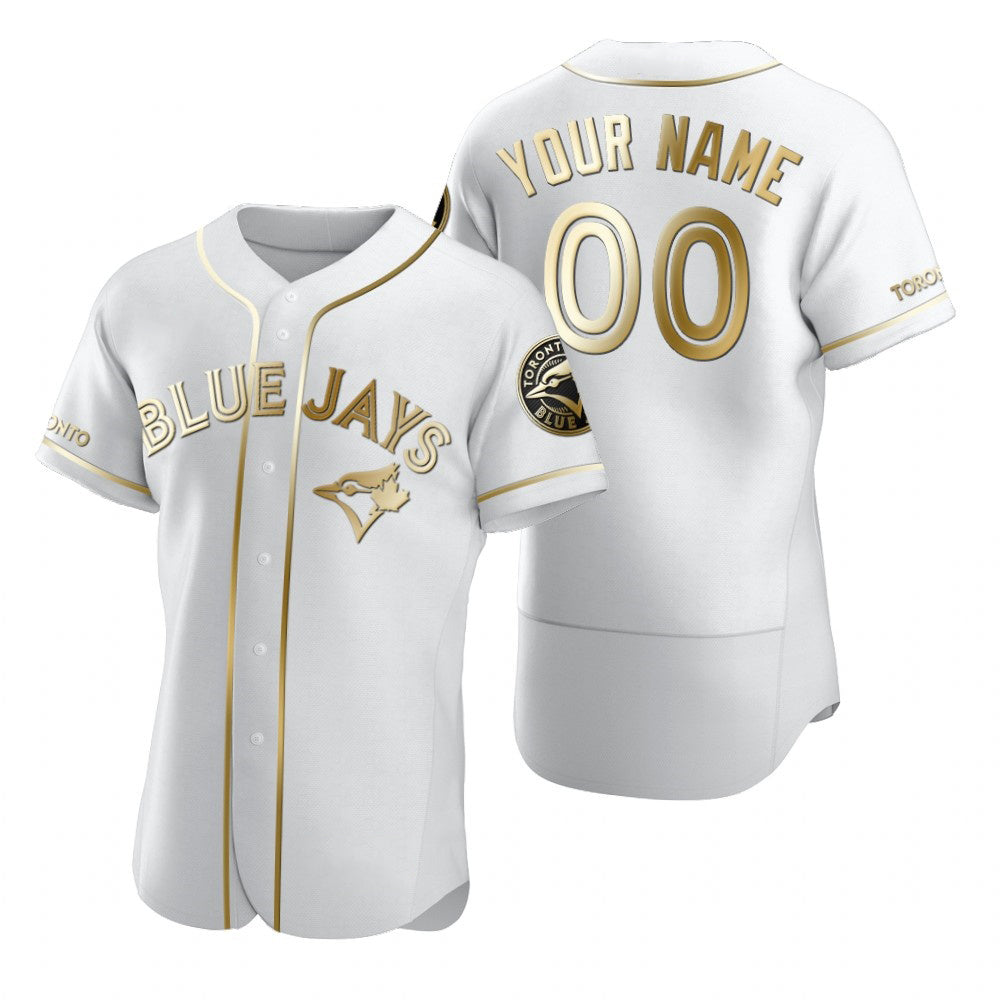 Custom Toronto Blue Jays White MWATKINS Stitched Flex Base Golden Edition Jersey