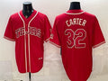 Texas Rangers #32 Evan Carter Red MWATKINS 2026 City Connect Stadium Stitched Jersey