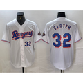 Texas Rangers #32 Evan Carter Number White MWATKINS 2023 World Series Champions Cool Base Jerseys