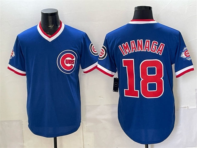 Chicago Cubs #18 Shota Imanaga Royal MWATKINS 150th Anniversary Throwback Vapor Limited Stitched Jersey