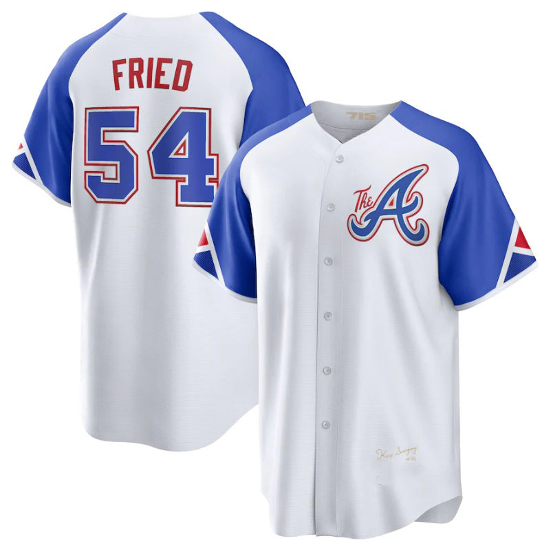 Atlanta Braves #54 Max Fried White MWATKINS 2023 City Connect Cool Base Stitched Jersey