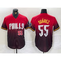 Philadelphia Phillies #55 Ranger Suarez Red MWATKINS 2024 City Player Number Cool Base Jerseys