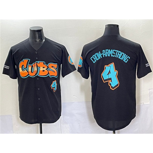 Chicago Cubs #4 Pete Crow-Armstrong Black MWATKINS 'Graffiti North Side Edition' Vapor Premier Limited Stitched Jersey