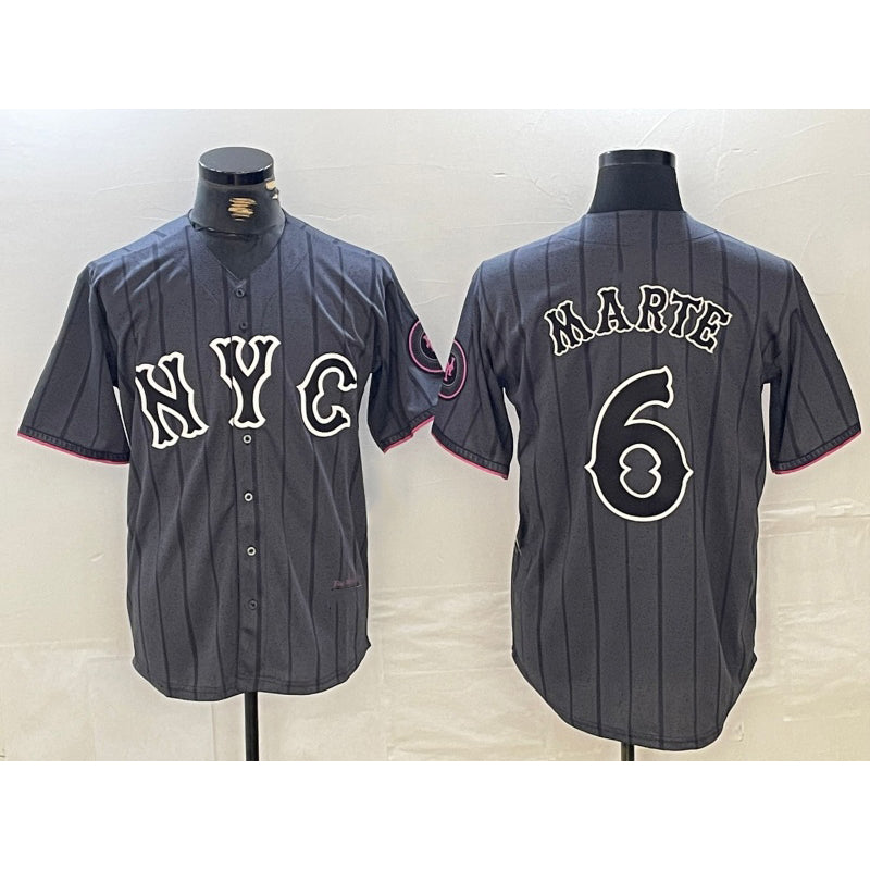 New York Mets #6 Starling Marte Gray MWATKINS 2024 City Connect Cool Base Stitched Jersey 2