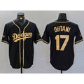 Los Angeles Dodgers #17 Shohei Ohtani Black Gold MWATKINS World Series Champions Cool Base Stitched Jersey