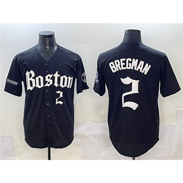 Boston Red Sox #2 Alex Bregman Black MWATKINS Gothic Vapor Limited Stitched Jersey