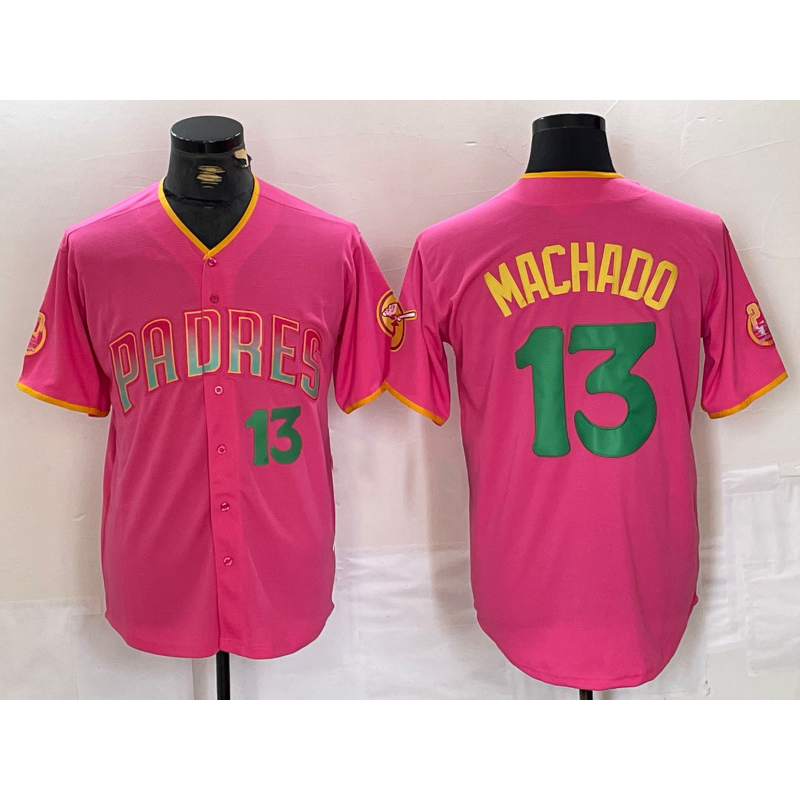 San Diego Padres #13 Manny Machado Pink MWATKINS Cool Base Stitched Jerseys