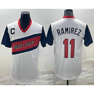 Cleveland Indians #11 Jose Ramirez White MWATKINS 2021 Little League Classic Stitched Jersey