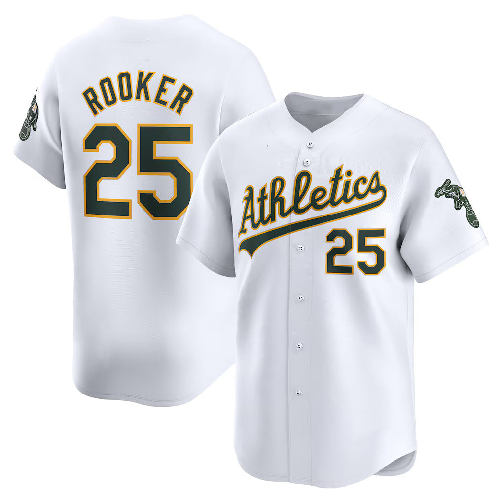 Oakland Athletics #25 Brent Rooker White MWATKINS Home Limited Player Jersey