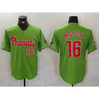 Philadelphia Phillies #16 Brandon Marsh Number Green MWATKINS With Patch Stitched Cool Base Jersey