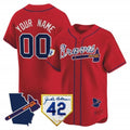 Custom Atlanta Braves 2024 Robinson & Georgia Patch Vapor Premier Limited Jersey ¨C Red MWATKINS