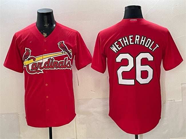 St. Louis Cardinals #26 JJ Wetherholt Red MWATKINS Cool Base Stitched Jersey