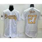 Atlanta Braves #27 Austin Riley White MWATKINS 2022 All Star Stitched Flex Base Jersey