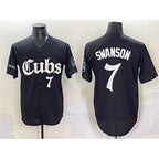 Chicago Cubs #7 Dansby Swanson Black MWATKINS 'Gothic North Side Edition' Vapor Premier Limited Stitched Jersey