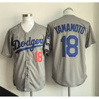 Los Angeles Dodgers #18 Yoshinobu Yamamoto Gray MWATKINS Cool Base Stitched Jersey