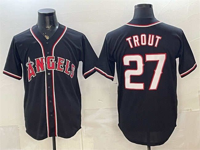 Los Angeles Angels #27 Mike Trout 2026 Fashion Replica Black MWATKINS Out Stitched Jersey