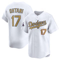 Los Angeles Dodgers #17 Shohei Ohtani White MWATKINS 2025 Gold Collection Limited Stitched Jersey