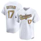 Los Angeles Dodgers #17 Shohei Ohtani White MWATKINS 2025 Gold Collection Limited Stitched Jersey