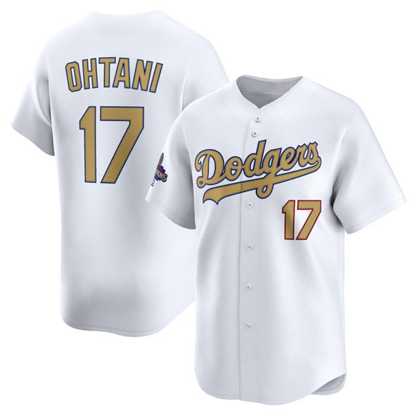 Los Angeles Dodgers #17 Shohei Ohtani White MWATKINS 2025 Gold Collection Limited Stitched Jersey