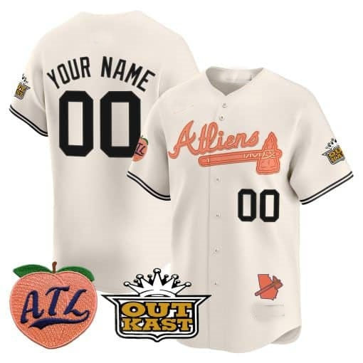 Custom Atlanta Braves Atliens & Peach Vapor Premier Limited Jersey ¨CCream MWATKINS