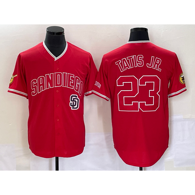 San Diego Padres #23 Fernando Tatis Jr Red MWATKINS NEW 2023 Cool Base Stitched Jersey