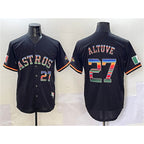Houston Astros #27 Jose Altuve Black MWATKINS Mexico With World Serise Champions Patch Cool Base Stitched Jersey