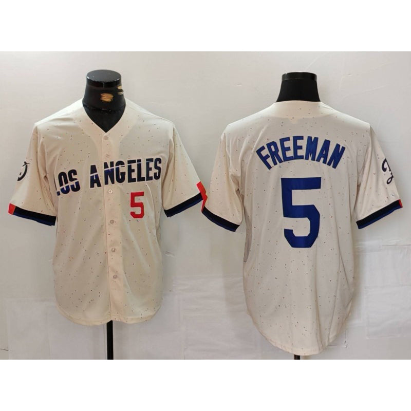 Los Angeles Dodgers #5 Freddie Freeman Number Cream MWATKINS 2024 City Connect Limited Stitched Jersey 2