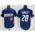 Detroit Tigers #28 Javier Baez Number 2024 Navy MWATKINS City Connect Cool Base Limited Stitched Jersey