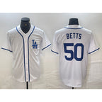 Los Angeles Dodgers #50 Mookie Betts White MWATKINS Cool Base Stitched Jersey