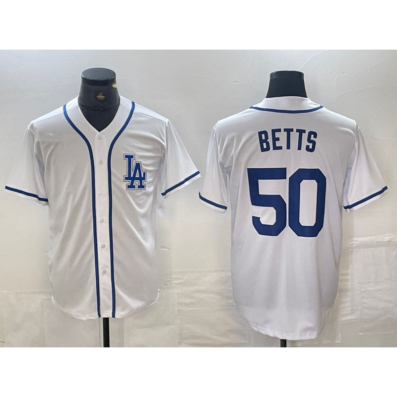 Los Angeles Dodgers #50 Mookie Betts White MWATKINS Cool Base Stitched Jersey