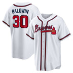 Atlanta Braves #30 Drake Baldwin White MWATKINS Home Replica Jersey