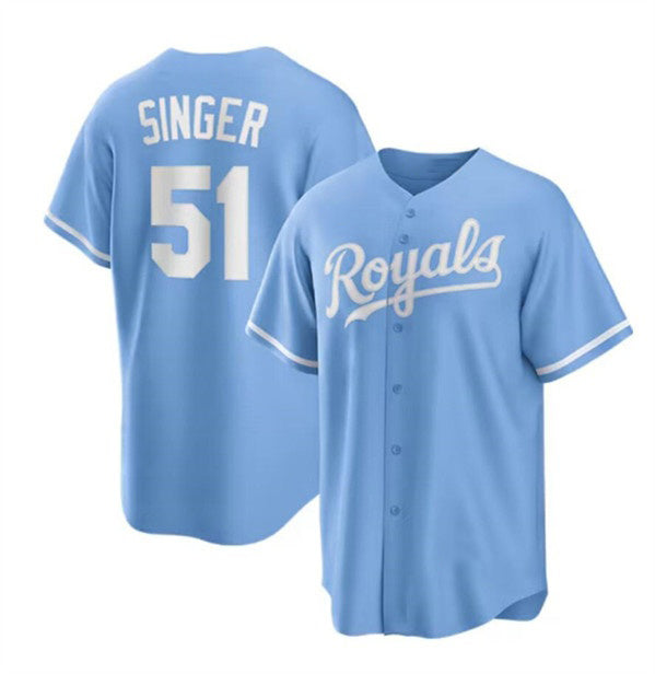 Kansas City Royals #51 Brady Singer Light Blue MWATKINS Stitched Jersey