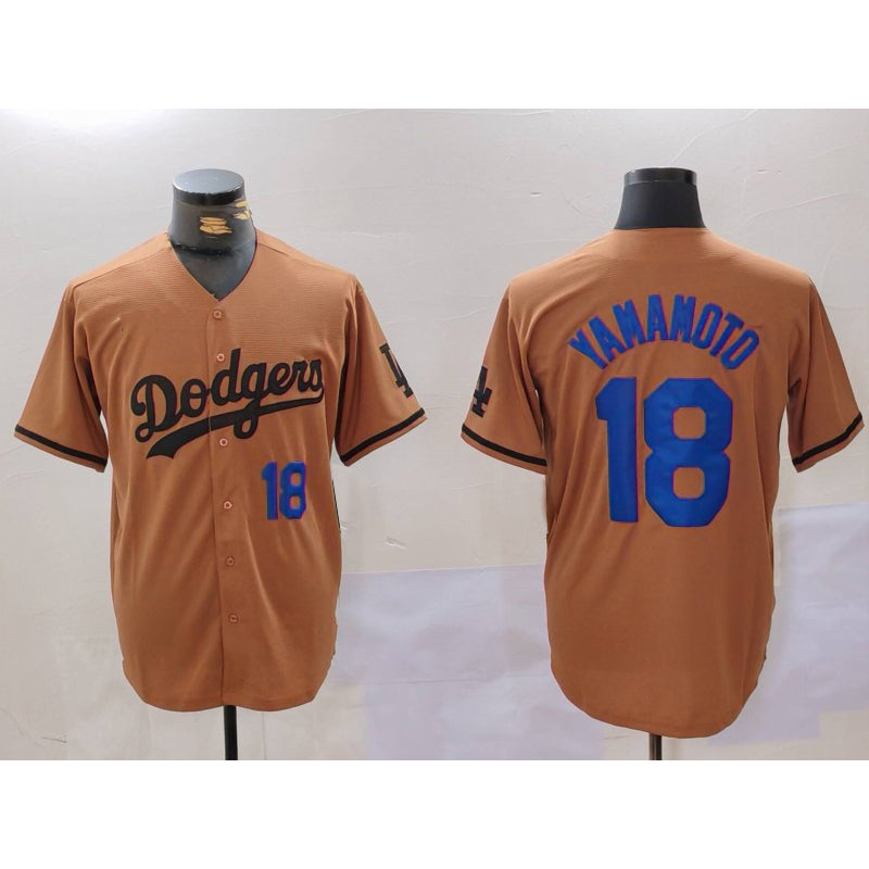 Los Angeles Dodgers #18 Yoshinobu Yamamoto Number Olive MWATKINS Cool Base Limited Stitched Jerseys
