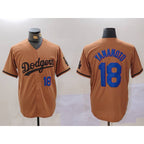 Los Angeles Dodgers #18 Yoshinobu Yamamoto Number Olive MWATKINS Cool Base Limited Stitched Jerseys