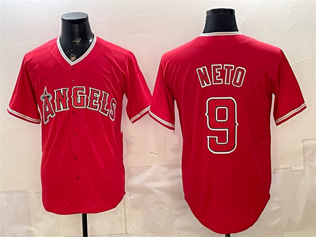 Los Angeles Angels #9 Zach Neto Red MWATKINS Stitched Jersey